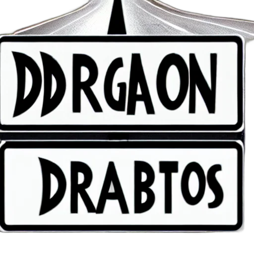 dragon, road, sign, says transparent PNG cut-out