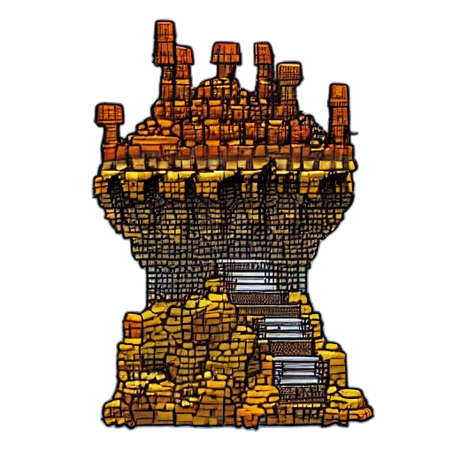 crown, tree, furniture, building, pixel art, concept art, fantasy art, 3d render transparent PNG cut-out