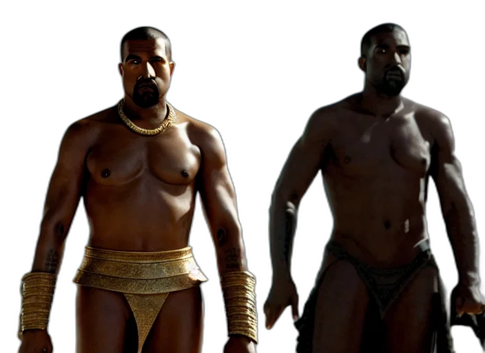 concept art, 3d render, golden, film, still, kanye, west, leonidas transparent PNG cut-out