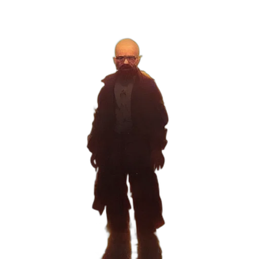 jacket, staff, creature, mask, concept art, pixel art, 3d render, cyberpunk transparent PNG cut-out