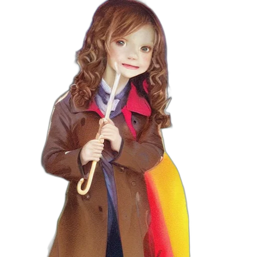staff, jacket, 3d render, photorealistic, little, girl, short, wavy transparent PNG cut-out