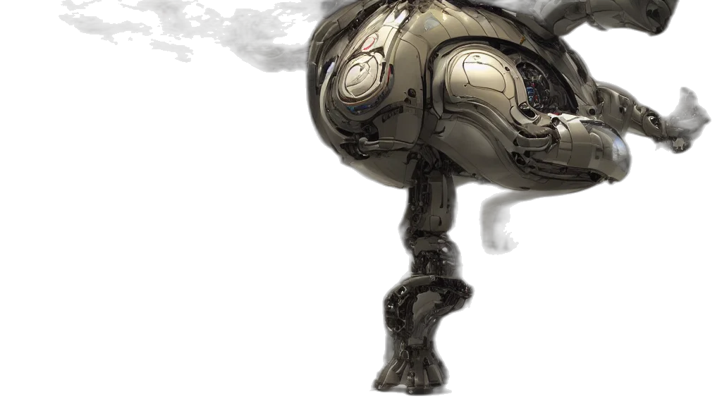 robot, weapon, creature, mask, concept art, 3d render, fantasy art, cyberpunk transparent PNG cut-out