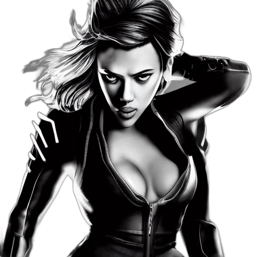 jacket, comic book art, photorealistic, concept art, cartoon, neon lights, scarlett, johansson transparent PNG cut-out