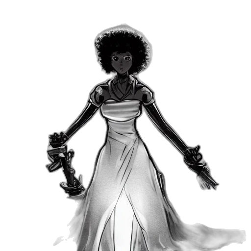 dress, crown, jewelry, robot, concept art, comic book art, cartoon, fantasy art transparent PNG cut-out