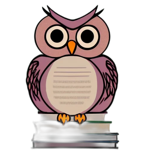cute, pastel, owl, holding, stack, books, realistic, portrait transparent PNG cut-out