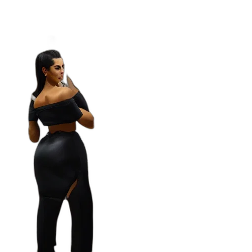 dress, 3d render, concept art, cartoon, kim, kardashian, fixing, fridge transparent PNG cut-out