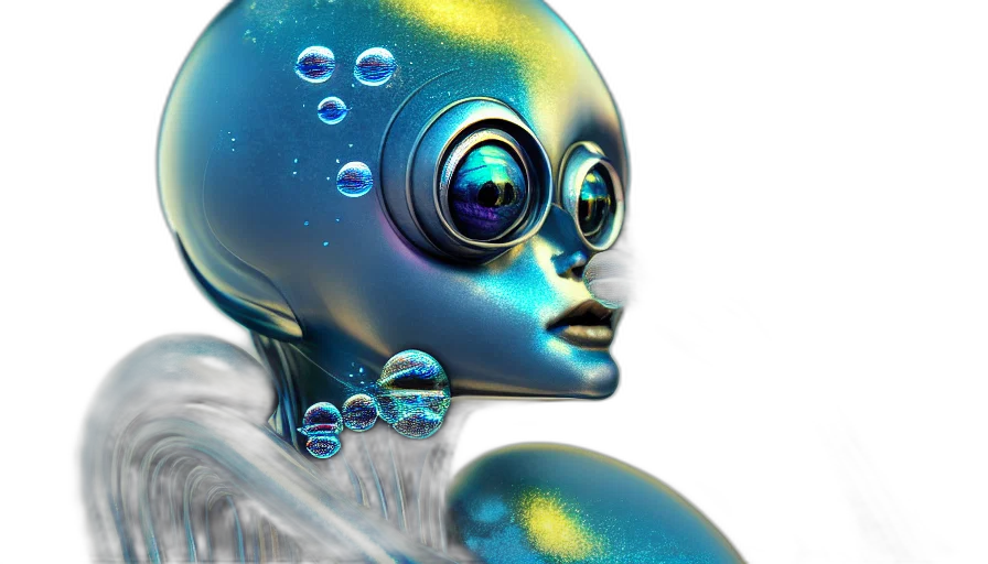 robot, creature, mask, face, 3d render, concept art, vaporwave, photorealistic transparent PNG cut-out