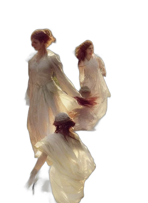dress, hair, concept art, oil painting transparent PNG cut-out