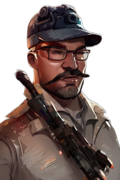 staff, weapon, face, hat, concept art, fantasy art, comic book art, photorealistic transparent PNG cut-out