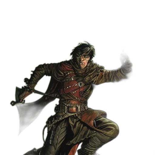 sword, staff, weapon, jacket, concept art, fantasy art, comic book art, photorealistic transparent PNG cut-out