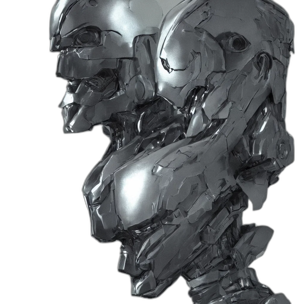 robot, face, mask, weapon, concept art, comic book art, cyberpunk, 3d render transparent PNG cut-out