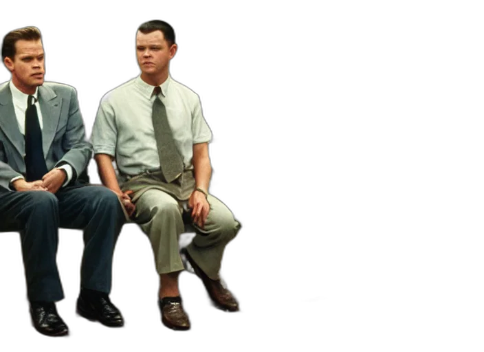 3d render, concept art, film, still, matt, damon, forrest, gump transparent PNG cut-out