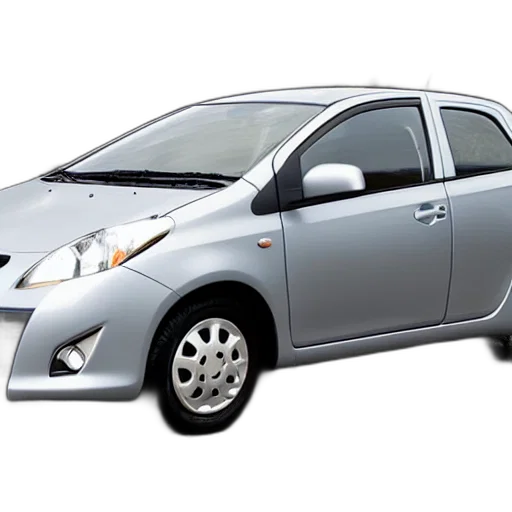 car, 3d render, photorealistic, grey, toyota, yaris, 2008, sol transparent PNG cut-out