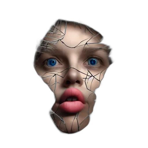 face, mask, creature, crown, 3d render, photorealistic, concept art, vaporwave transparent PNG cut-out