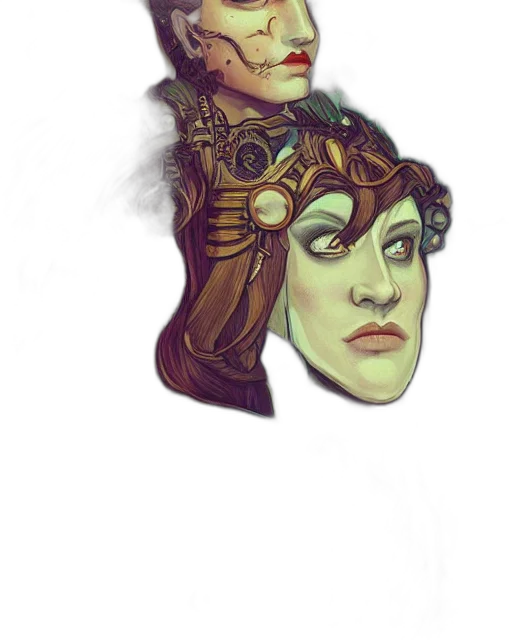 mask, face, crown, staff, fantasy art, concept art, watercolor, comic book art transparent PNG cut-out