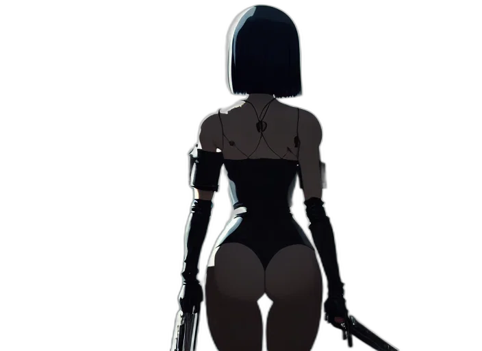 robot, weapon, dress, staff, concept art, cyberpunk, pixel art, comic book art transparent PNG cut-out