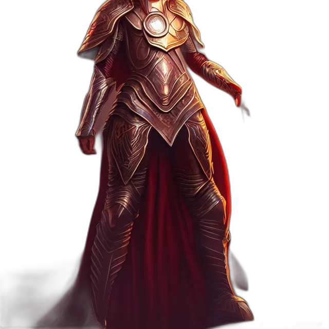 dress, fantasy art, concept art, comic book art, 3d render, golden, red, dark transparent PNG cut-out
