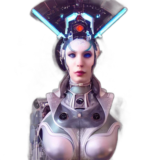 robot, face, staff, crown transparent PNG cut-out