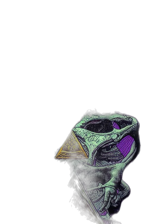 mask, dragon, hat, robot, vaporwave, concept art, fantasy art, 3d render transparent PNG cut-out