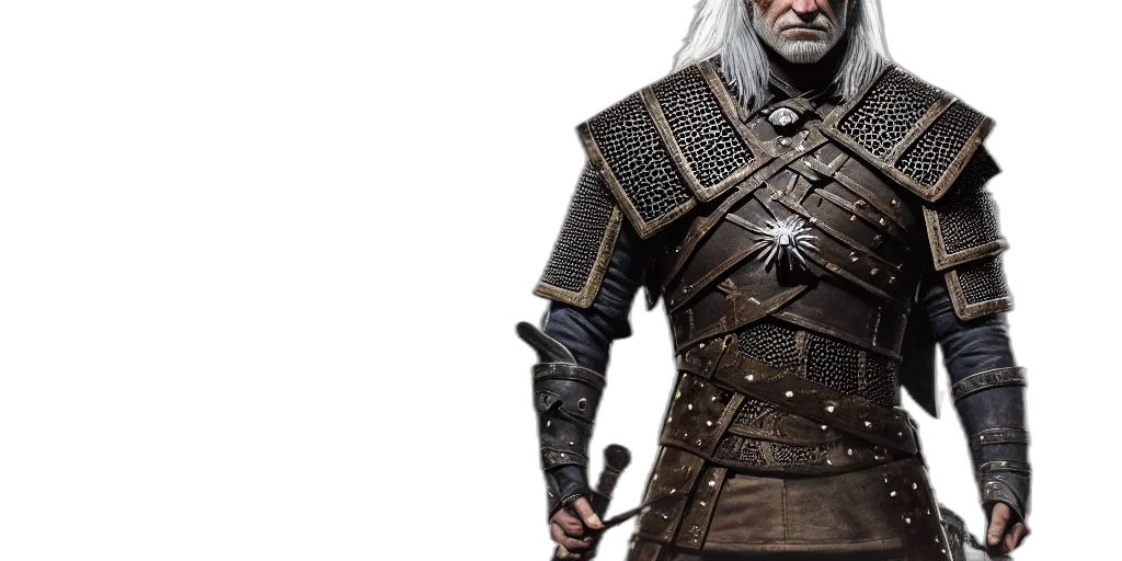 sword, weapon, concept art, fantasy art, 3d render, photorealistic, geralt, but transparent PNG cut-out
