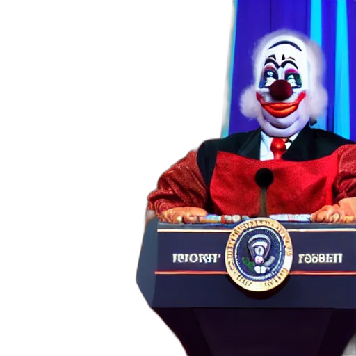 string, puppet, president, clown, makeup, podium, human, shadow transparent PNG cut-out