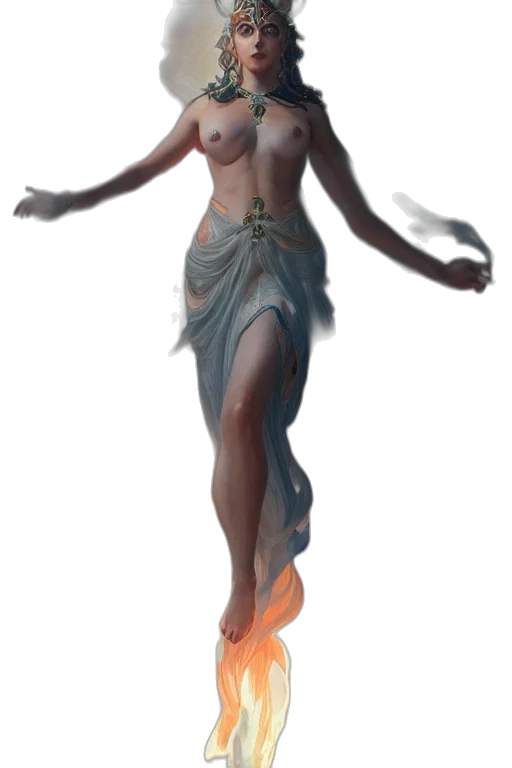 dress, creature, staff, concept art transparent PNG cut-out
