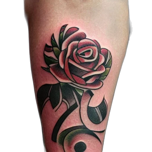 flower, photorealistic, red, stylised, tattoo, female, figure, holding transparent PNG cut-out