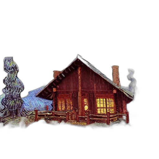 building, concept art, pixel art, watercolor, 3d render, snow, fog, forest transparent PNG cut-out