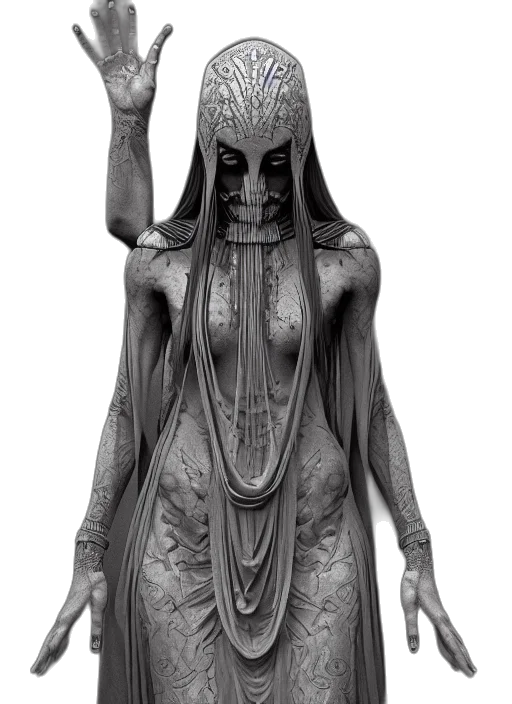 dress, mask, creature, concept art, 3d render, fantasy art, photorealistic, marana transparent PNG cut-out