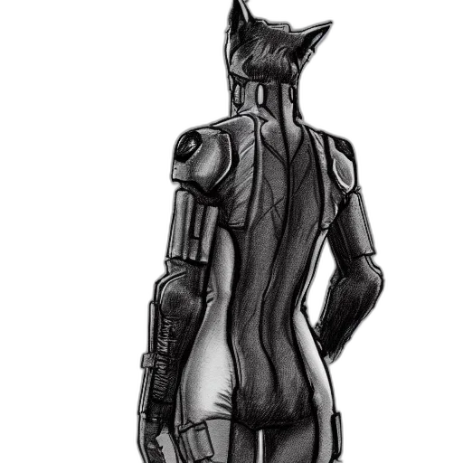 robot, jacket, mask, dress, concept art, cyberpunk, comic book art, pencil sketch transparent PNG cut-out