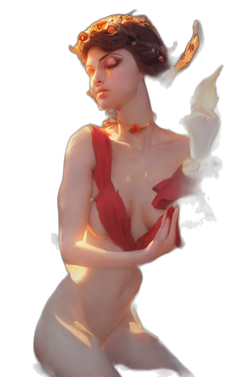 dress, staff, crown, weapon, concept art, fantasy art, photorealistic, oil painting transparent PNG cut-out