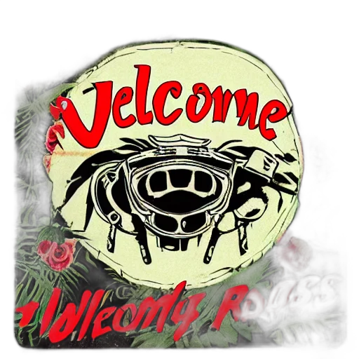 comic book art, welcome, jungle, baby, guns, roses transparent PNG cut-out