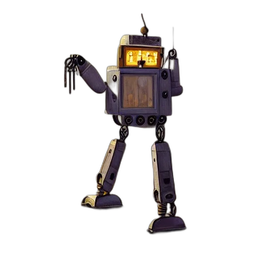 robot, staff, concept art, 3d render transparent PNG cut-out