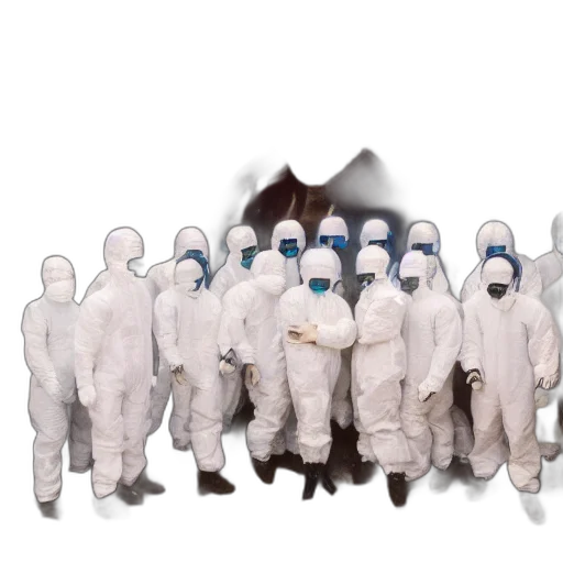 staff, mask, jacket, concept art, wide, shot, photo, group transparent PNG cut-out