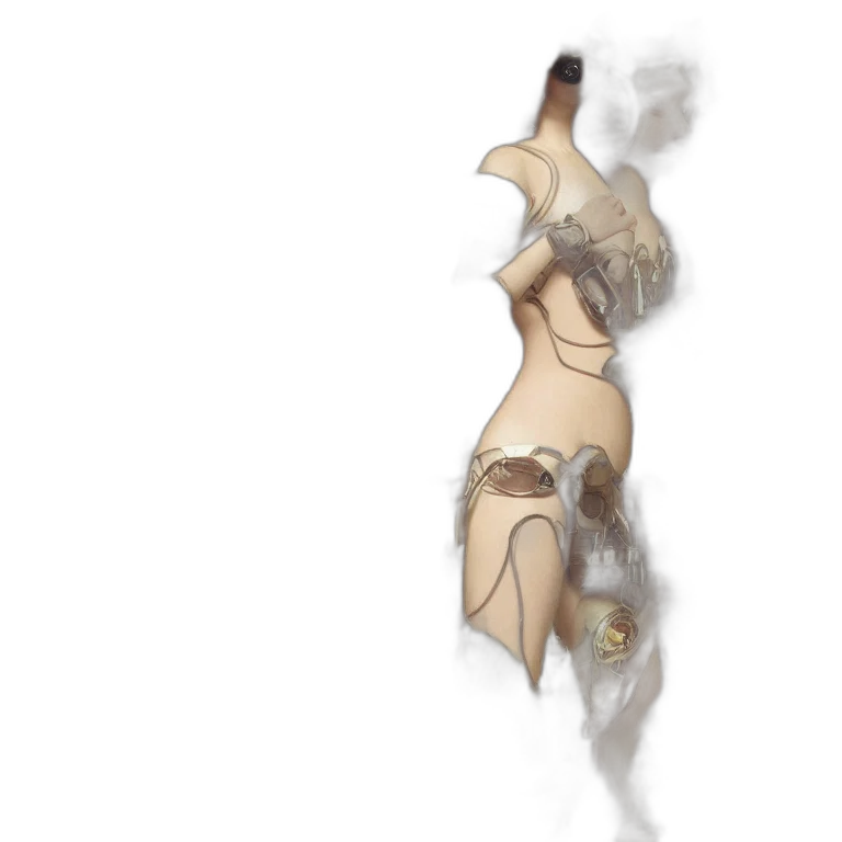 dress, dragon, mask, staff, concept art, fantasy art, 3d render, watercolor transparent PNG cut-out