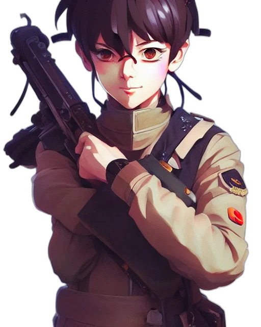weapon, staff, jacket, face, anime, concept art, pixel art, photorealistic transparent PNG cut-out