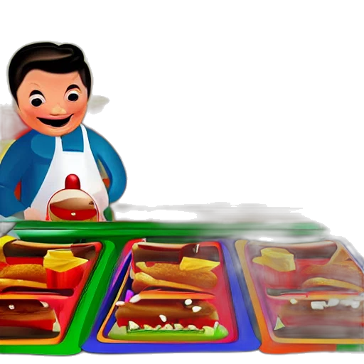 food, 3d render, concept art, game, simulates, mcdonalds, kitchen transparent PNG cut-out