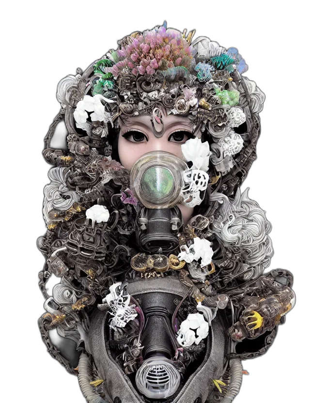 mask, hair, robot, face transparent PNG cut-out