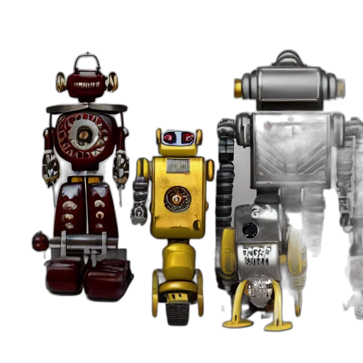 robot, concept art, 3d render, pixel art transparent PNG cut-out