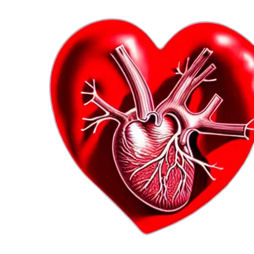 close, anatomical, model, human, heart, made, transparent, red transparent PNG cut-out