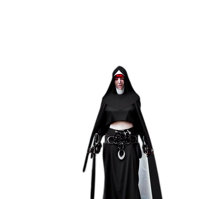 staff, dress, jacket, mask, concept art, 3d render, fantasy art, cyberpunk transparent PNG cut-out