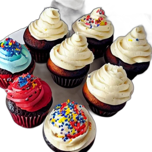 food, 3d render, photorealistic, cupcakes transparent PNG cut-out