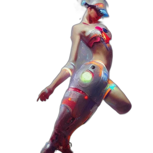 robot, dress, weapon, staff transparent PNG cut-out