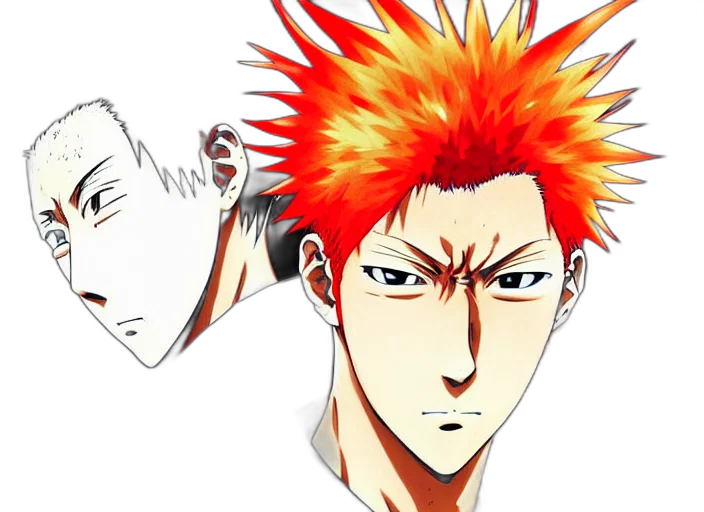 anime, concept art, photorealistic, comic book art, portrait, man, flaming, hair transparent PNG cut-out