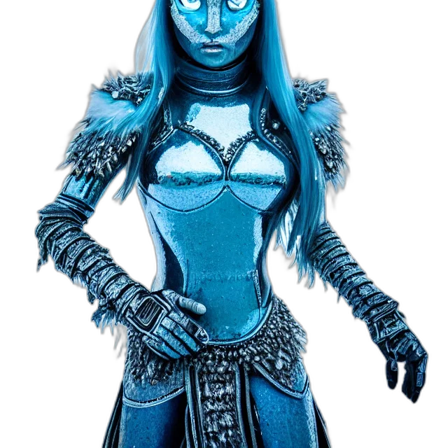 mask, staff, robot, concept art, fantasy art, comic book art, 3d render, blue transparent PNG cut-out