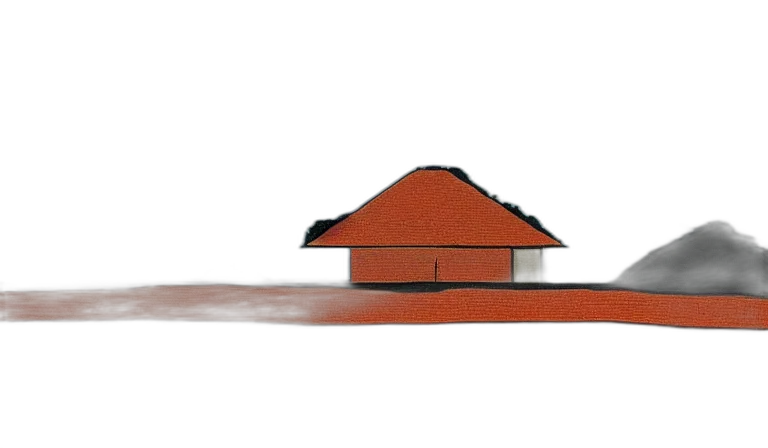 building, umbrella, hat, furniture, 3d render, concept art, photorealistic, fog transparent PNG cut-out