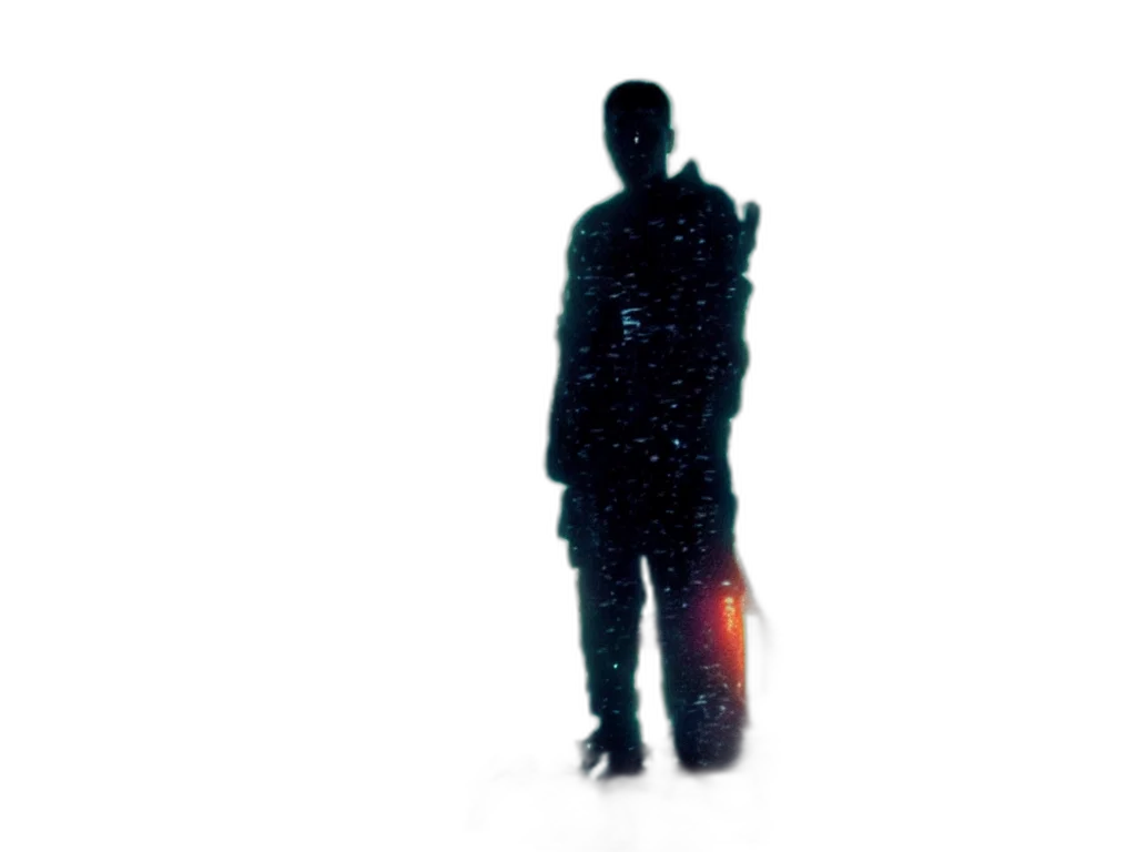 jacket, staff, robot, creature transparent PNG cut-out