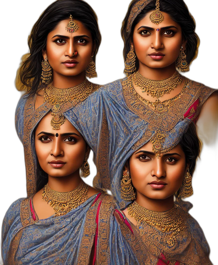 jewelry, face, photorealistic, oil painting, concept art, pencil sketch, golden, earth tones transparent PNG cut-out
