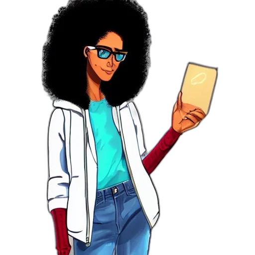 jacket, staff, hair, cartoon transparent PNG cut-out