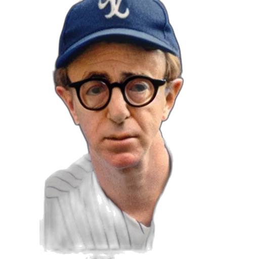 hat, face, cartoon, photorealistic, baseball, card, woody, allen transparent PNG cut-out